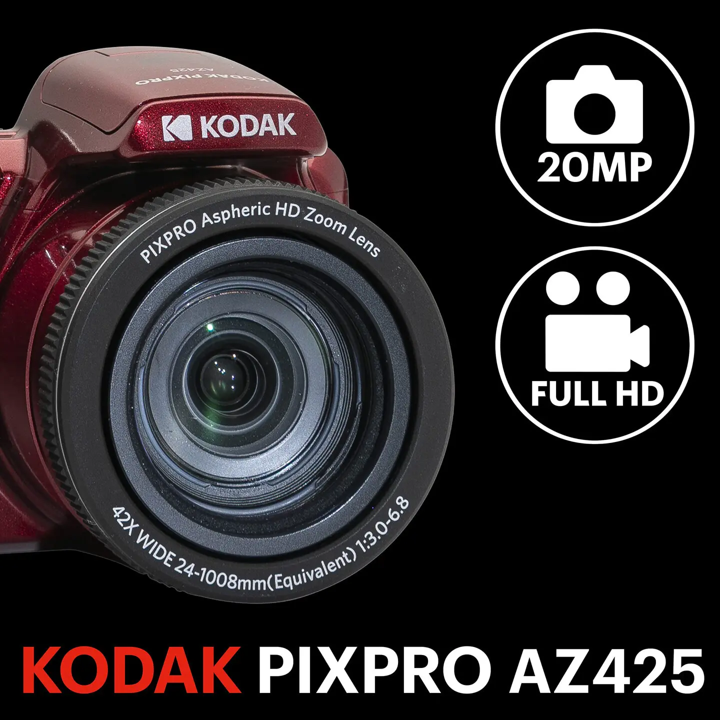 KODAK Camera 20MP 42x optical zoom PIXPRO AZ425 1080P full HD video recording wide-angle lens OIS optical image stabilization - Image 3
