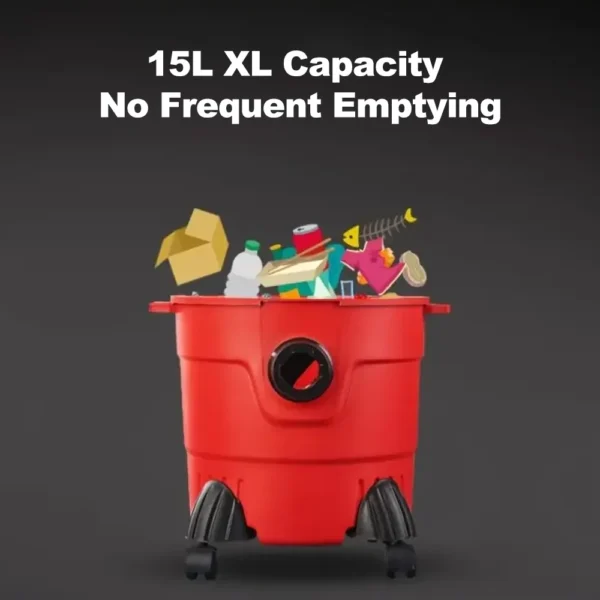 15L/18L Dry/Wet Dust Vacuum Cleaner 4m Cord Handheld Blow Function Large Bucket Design for Home Car Commercial Use