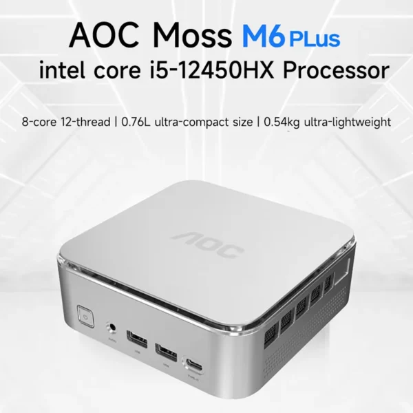 AOC Mini PC Core i5-12450HX 16GB 512GB Moss M6Plus Commercial Office Home Desktop Computer Wall-Mounted WiFi All in one PC