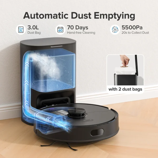 Lubluelu L15 Max  Robot Vacuum Mop Combo 5500Pa Robot Vacuum Auto-Charging  5 Maps 24 No-go Zones 3 In 1 Robot Vacuum Cleaner