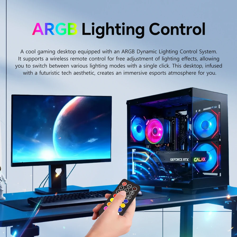 RSION Gaming PC AMD R5 5600 CPU RTX5060 32G RAM 1TB SSD Desktop Game Computer Sea View Room Assembled PC Gamer Full - Image 4