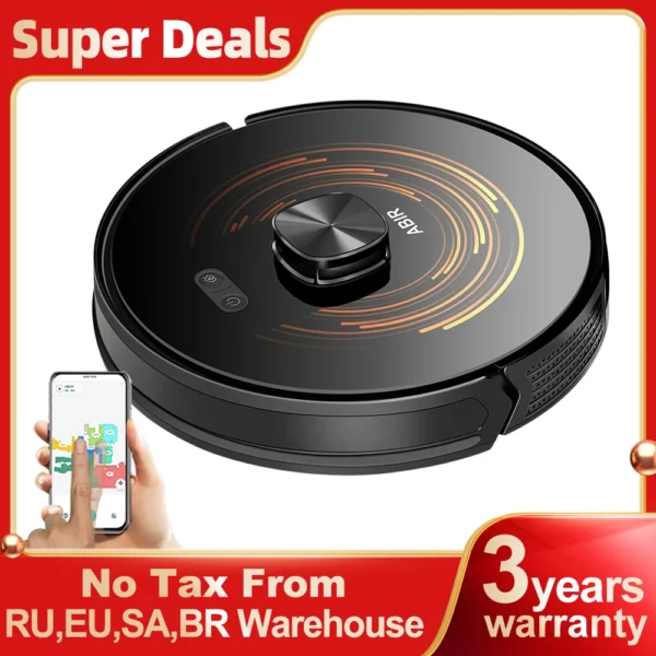 Robot Vacuum Cleaner ABIR X9,Laser Lidar,6500pa Suction,Multi-Floor Map,Dual UV Cleaing,APP Restricted Area,Smart Home Mop