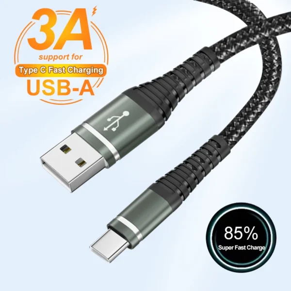 Fast Charging USB C Data Cable 3A for IPhone 17 16 15 Ipad Pro Samsung S26 Xiaomi Type C Carplay Wire Nylon Braided USB C Cable