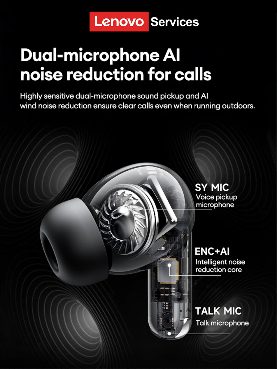 Lenovo LE208 TWS Bluetooth 6.0 Wireless Leather Earphones Stereo ENC Noise Cancelling Headphone 38ms Low Latency Gaming Headset - Image 5