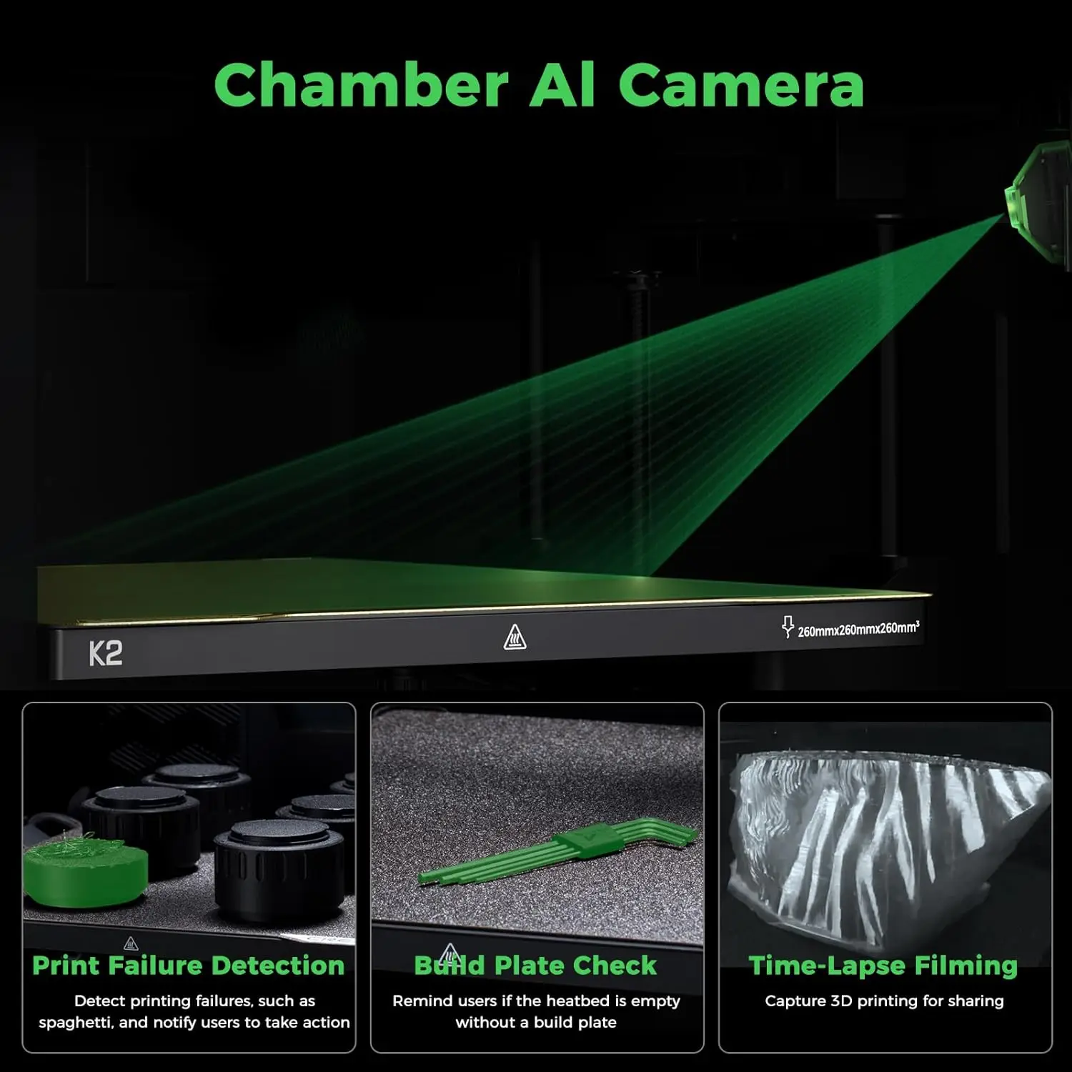 Creality K2 Combo 3D Printers with CFS, Dual Camera, 600mm/s Printing Speed,260 * 260 * 260mm Printing Volume - Image 2