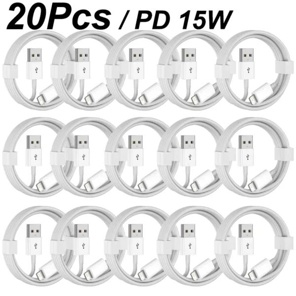 10/15Pcs USB A Data Charger Cable for iPhone 14 13 11 12 Pro Max XR 7 8 Plus PD 15W Fast Charging Cable Boxed