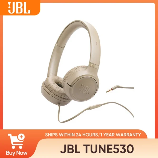 JBL Tune 530 Wired Headphones, Over-Ear Stereo with 3.5mm Jack, Hi-Fi Sound for Phone/PC, Comfort Fit & Foldable Design