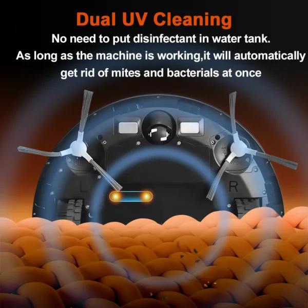 Robot Vacuum Cleaner ABIR X9,Laser Lidar,6500pa Suction,Multi-Floor Map,Dual UV Cleaing,APP Restricted Area,Smart Home Mop