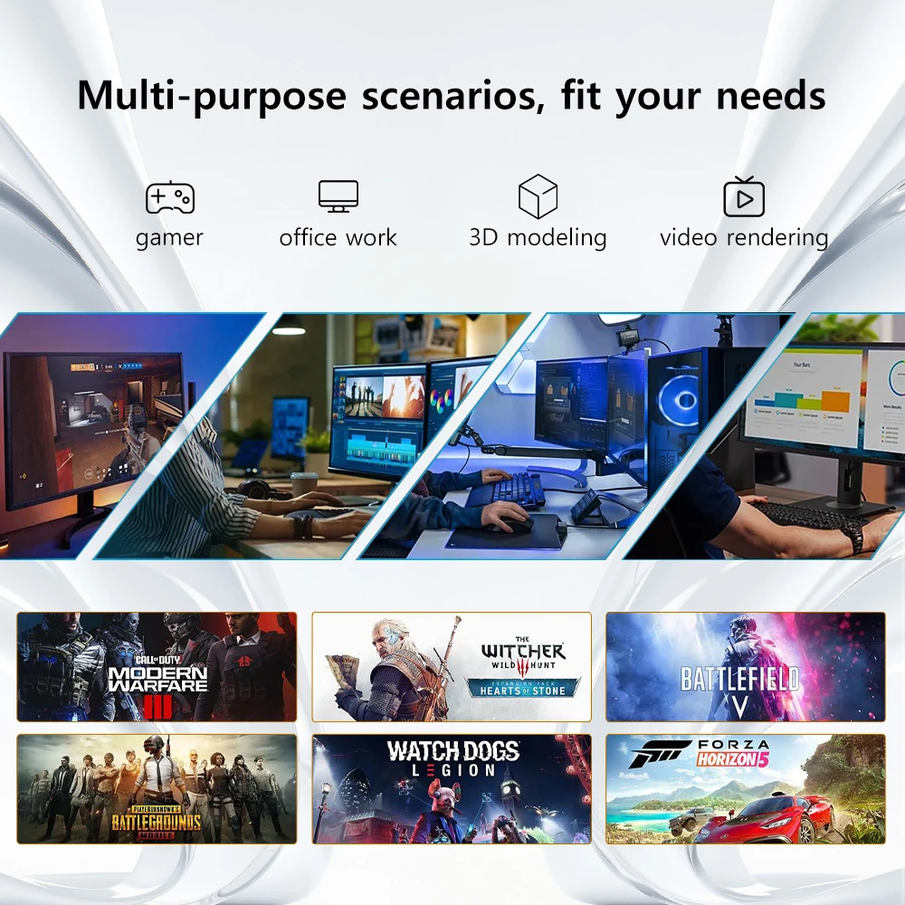 RSION Gaming PC AMD R5 5600 CPU RTX5060 32G RAM 1TB SSD Desktop Game Computer Sea View Room Assembled PC Gamer Full - Image 5