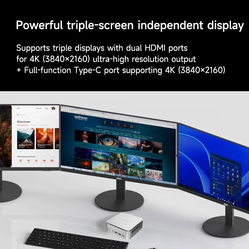 AOC Mini PC Core i5-12450HX 16GB 512GB Moss M6Plus Commercial Office Home Desktop Computer Wall-Mounted WiFi All in one PC - Image 3