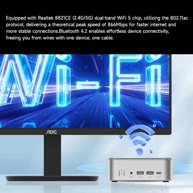 AOC Mini PC Core i5-12450HX 16GB 512GB Moss M6Plus Commercial Office Home Desktop Computer Wall-Mounted WiFi All in one PC - Image 4