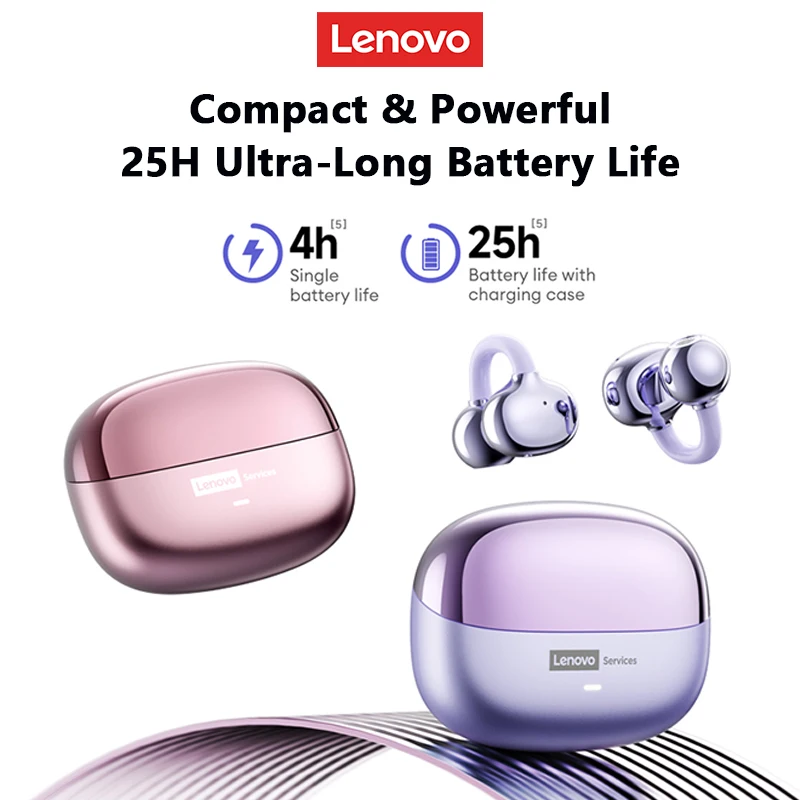 Lenovo LE302 Wireless Bluetooth 6.0 Headset Long Battery Life Sports Ear Clip Earphones HIFI Stereo Noise Cancelling Headphones - Image 2