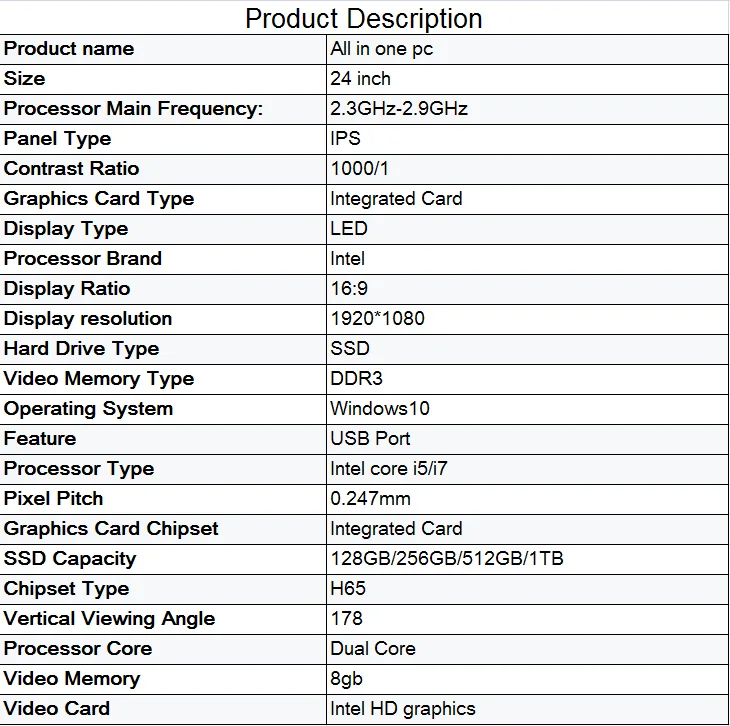 24 inch core i3 i5 i7 i9 CPU generation gaming pc full setup all in one computadora all-in-one computers with OEM - Image 6