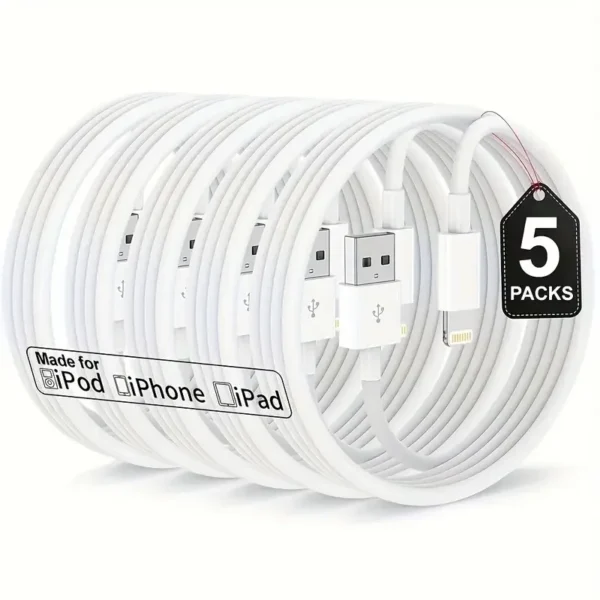 1M 2M 3M MFi Certified 5Packs USB to Lightning TPE Cable Fast Charging Cable Wire for iPhone 14 13 12Pro Xs XR X 8 7 6 5 Plus SE