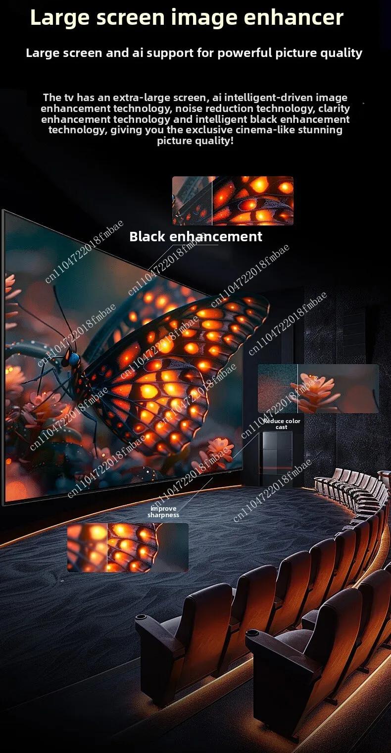 AI Android TV with voice control, HDR10+, Suitable for living room, home theater, frameless smart TV, ultra high definition - Image 4