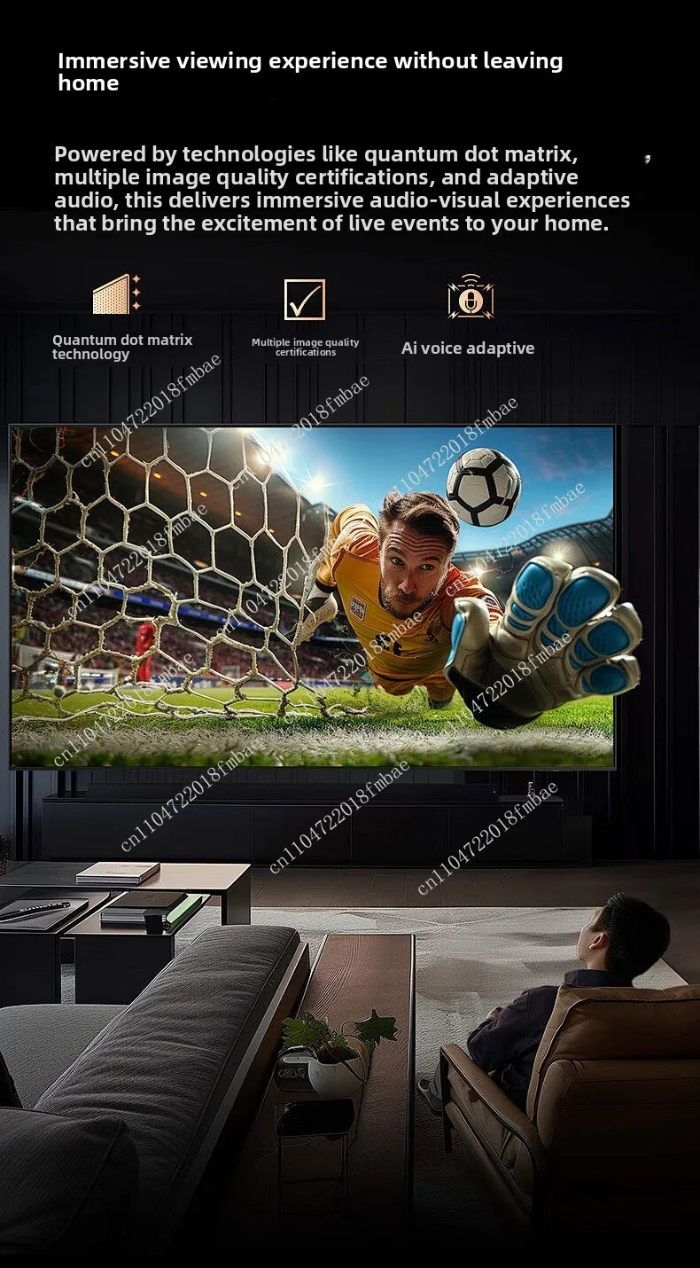 AI Android TV with voice control, HDR10+, Suitable for living room, home theater, frameless smart TV, ultra high definition - Image 1