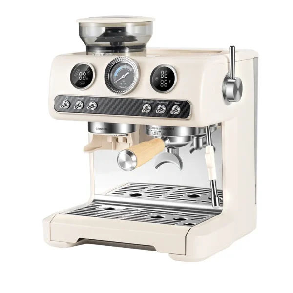Semi-Automatic Espresso Coffee Machine, Dual Pump Cold & Hot Brew, Built-in Grinder, High Pressure 20 Bar, Compact Home Espresso